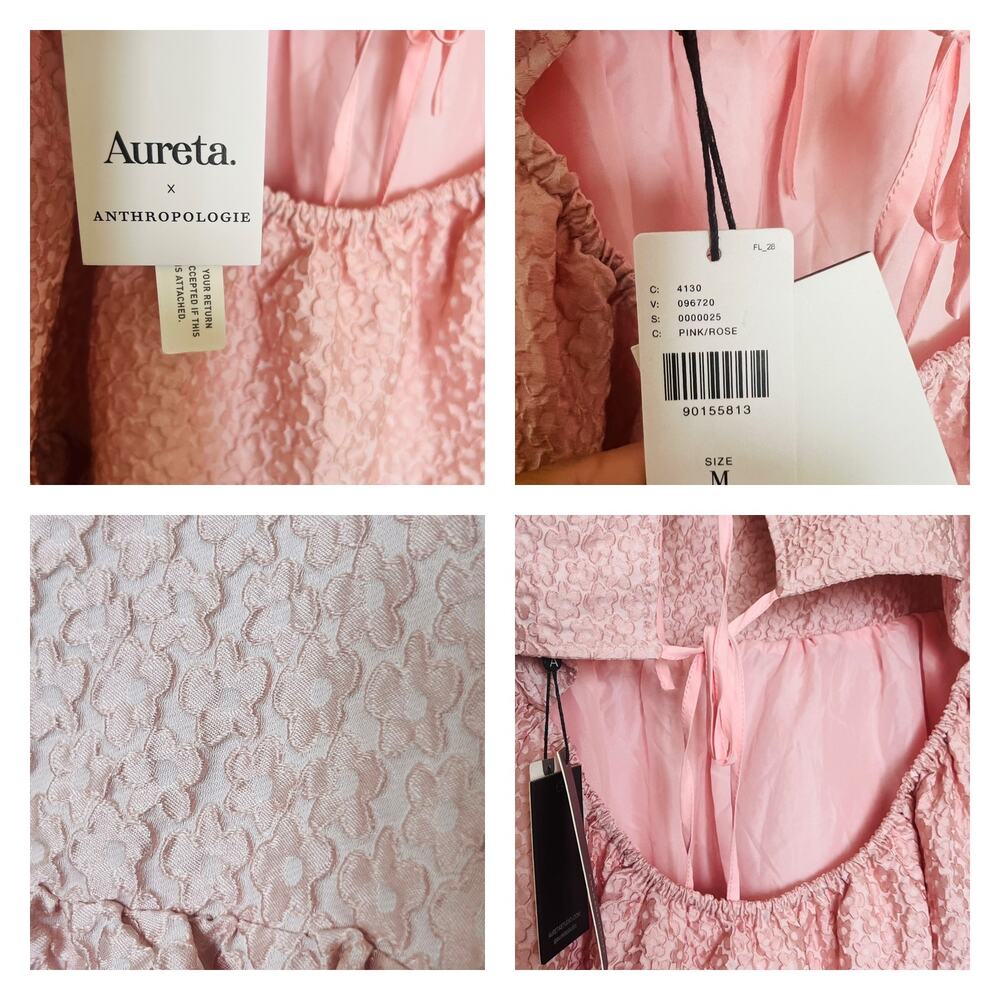 Aureta Studios X Anthropologie Bubble Hem Pink Dress Size M - Picture 5 of 5